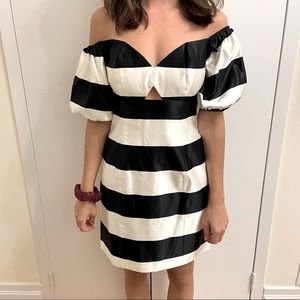 Caroline Constas black and white satin dress